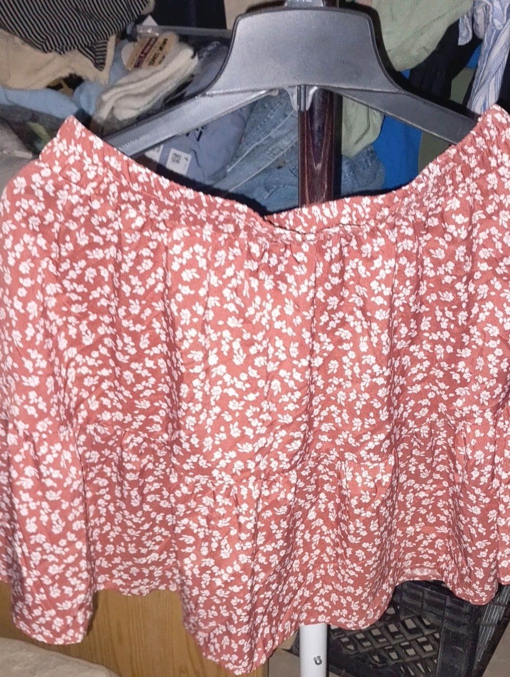 Women's Rust Floral Tiered Skirt - Unbranded